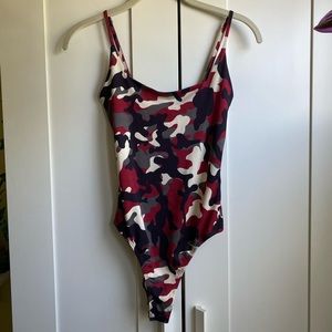 Camo spaghetti strap bodysuit